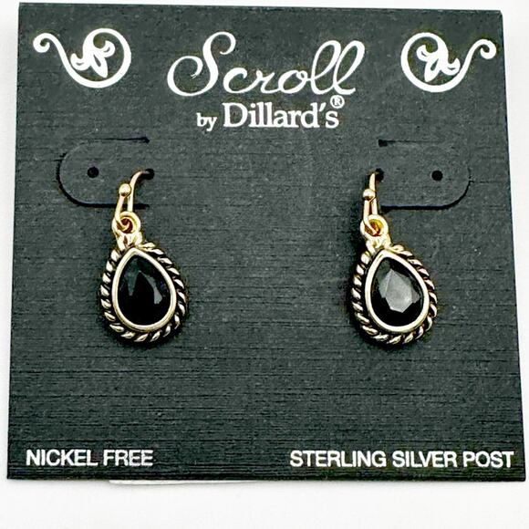 Scroll Earring NWT Jet Black Gold tone by Dilliards Casual Everyday Earrings - Picture 1 of 7
